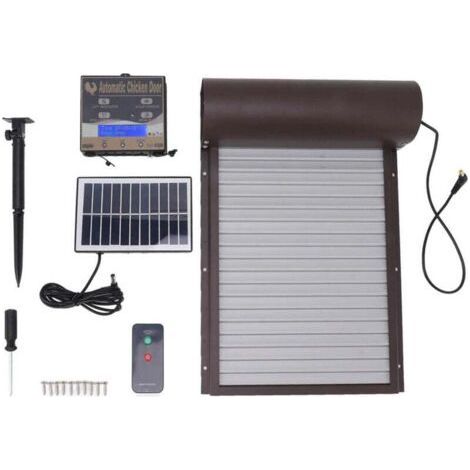 Automatic Chicken Coop Door Solar Powered Chicken Coop Door with Timer Light Sensor LCD Display Remote Control Multi Modes Aluminum Automatic Chicken Coop Door (1/4)