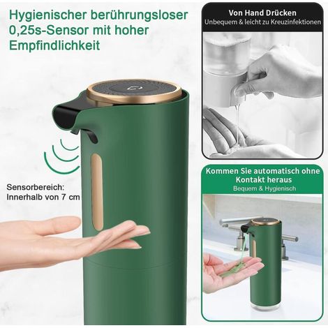 Automatischer Flüssigseifenspender mit 300 ml Fassungsvermögen, nachfüllbar, Typ C, wasserdicht nach IPX4, für Küche und Bad. (1/4)