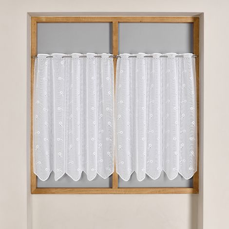 Brise-bise en maille à motif floral Blanc 30x45 cm