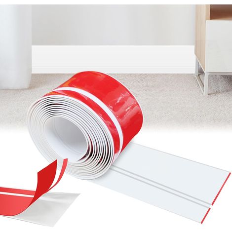 20 x 60 mm x 20 m Self Adhesive Soft Skirting Board for Kitchen and Bathroom, Soft Skirting Board Self Adhesive PVC Flexible Skirting Board White (1/5)
