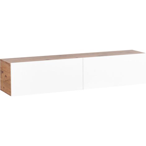 Mobile porta TV minimalista a parete unità multimediale scaffale portaoggetti bianco e marrone 140 cm Gladstone