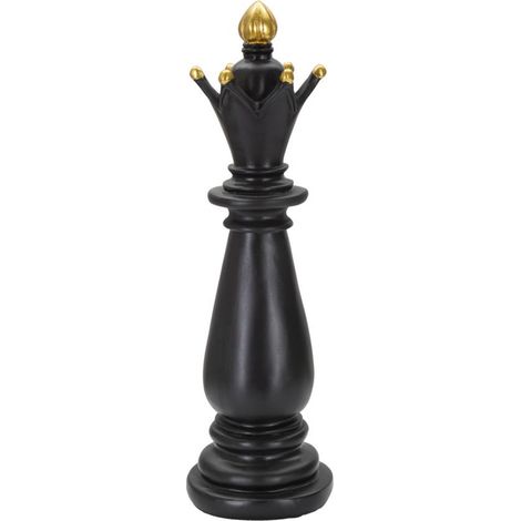 Scultura Alfiere degli scacchi in resina nera e oro