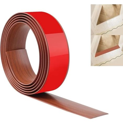 Bande de Transition de Sol JUNART 200cm×4cm, autocollante en PVC, pour joindre espaces entre moquette et carrelage - Noyer 200cm×4cm (1/5)