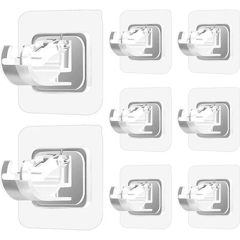 Support Pour Rideau Sans Perçage - Support Adhésif Pour Tube De 1 À 2 Cm - Pour Salle De Bain Cuisine Chambre Bureau - 8 Pièces (1/5)
