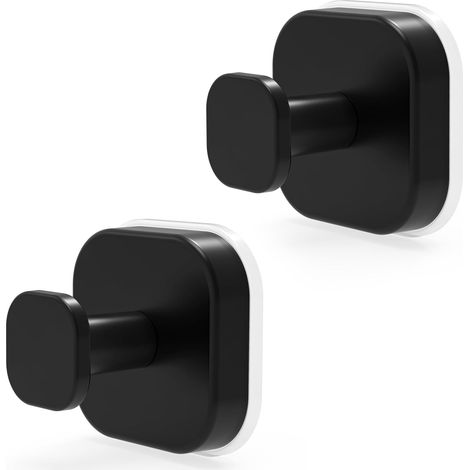 2 potentes ganchos con ventosa de acero inoxidable impermeable, de color negro, para superficies lisas, cocina y baño. (1/5)