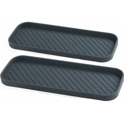 Porte éponge Silicone Lot de 2 Organisateur d'évier en Silicone Porte Savon Antidérapant Plateau d'organisation de la Cuisine pour Savons, éponges, Brosses (Noir) (1/5)