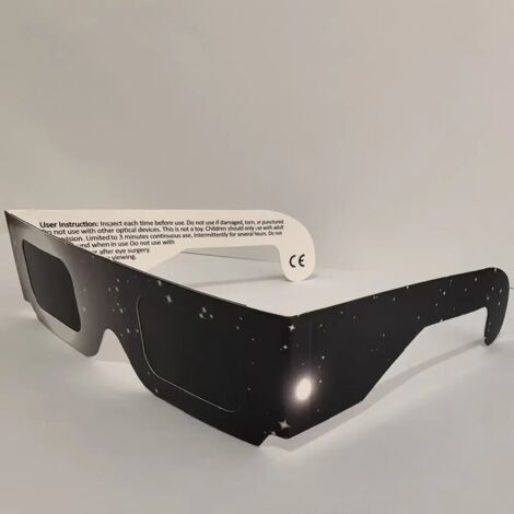 Solar eclipse glasses (pack of 8) - Protective glasses conforming to ISO 12312-2:2015 and CE certified, suitable for direct observation of the sun (black starry sky style) (1/3)