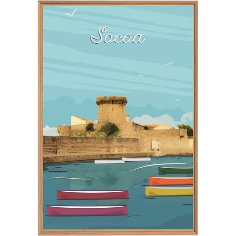 Tableau mural encadré illustration fort de Socoa 65x97 cm (1/5)