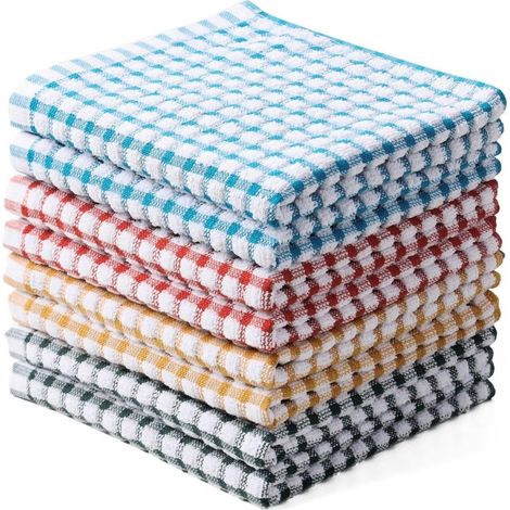 Elkuaie Torchons de Cuisine - 30,5 x 30,5 cm - Absorbants et Durables - 4 Pièces - Multicolore (1/4)