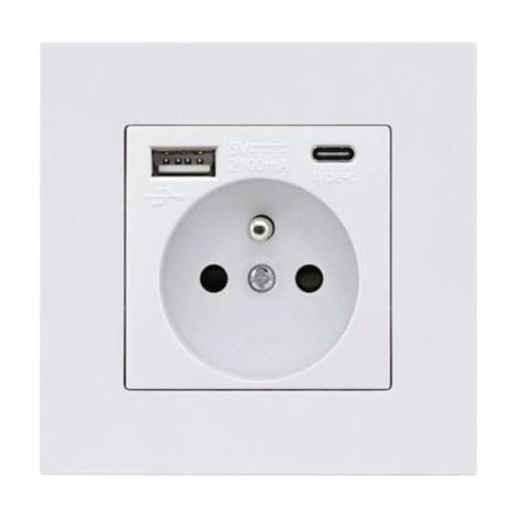 Pannello di prese di corrente francese Type-C + USB 16A Tipo 86, numero di prese: 2 fori, nome