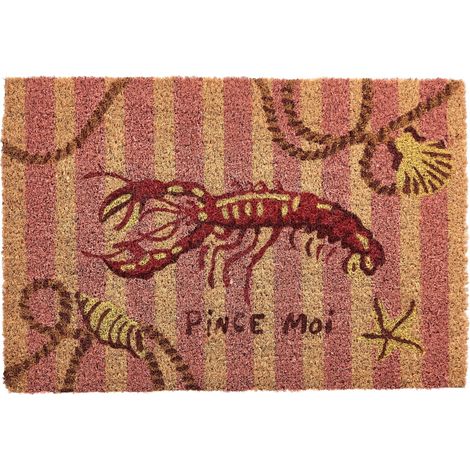 Doormat Multicolour Coir with Anti-Slip Bottom 40 x 60 cm Anti Slip Decoration Lobster Print Welcome Mat SURIGAO (1/5)