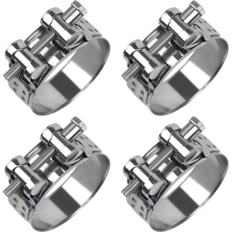 Set di 4 fascette stringitubo articolate in acciaio inox, 52-55 mm, larghezza della fascia 22 mm, ideali per piscine, lavatrici, tubazioni del carburante, laghetti e giardini.
