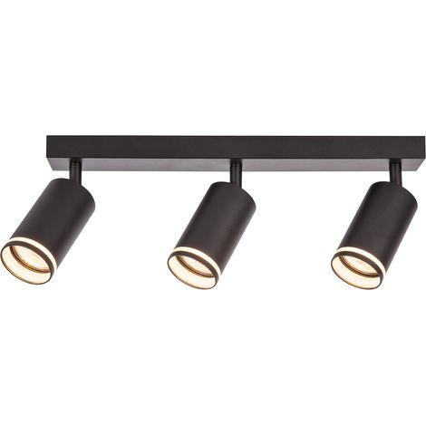 Moderne Deckenleuchte, schwarzer Streifen, bewegliche Strahler, 3xGU10 10W PIPE Milagro