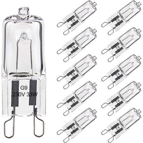 Lot de 10 ampoules G9 33 W blanc chaud, halogènes G9 pour four jusqu'à 300 °C, ampoules à filament G9 (1/5)