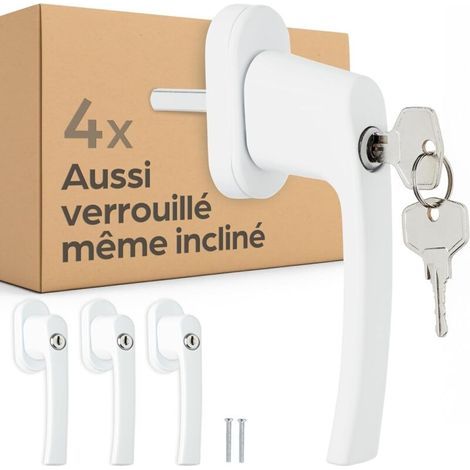 4 Poignées de Fenêtre Verrouillables - Poignée Fenetre avec Clé pour Fenêtre Oscillo-Battante - Sécurité Enfant - Installation Facile - Avec 8 Clés (1/5)
