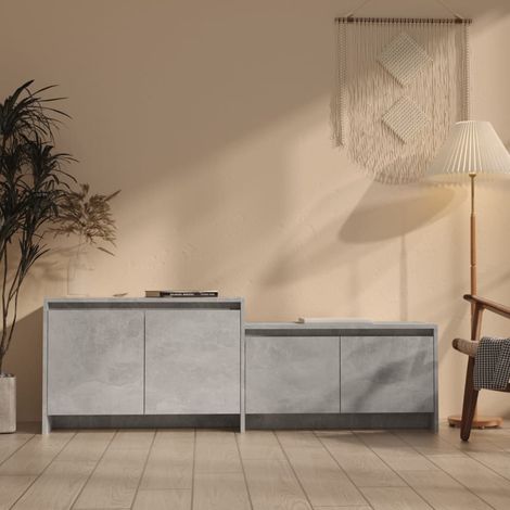 Meuble TV, Banc TV, Support pour Téléviseur, Meuble de Salon Gris béton 146,5x35x50 cm Aggloméré YHJ27079 (1/5)