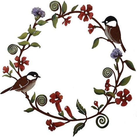 Blaumeisen-Blumen-Wandkranz, kreativer Fenster-Sonnenfänger mit gefärbten Vögeln, handgefertigter DIY-Kranz, Wanddekoration für den Hausgarten. (1/5)