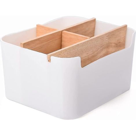 Boîte de rangement de bureau en bois, organisateur polyvalent pour fournitures de bureau (1/5)