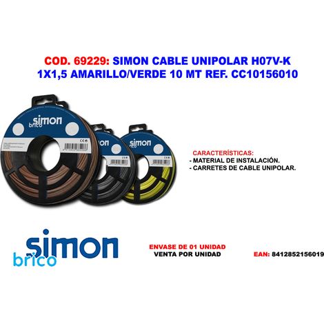 Cavo Unipolare H07V-K 1x1,5 Giallo/Verde 10 m