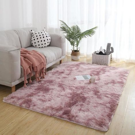 Tapis Shaggy - 120 x 160 cm - Dégradé Rose Violet - Antidérapant - 1 Pièce (1/4)