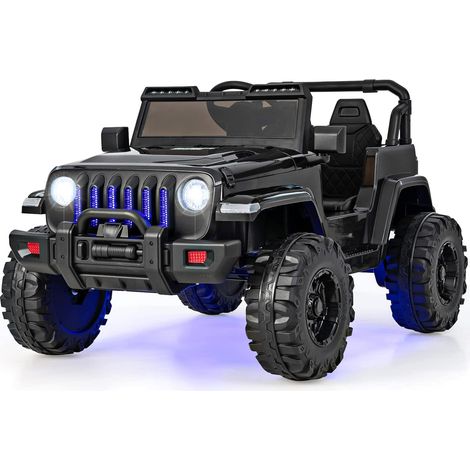 COSTWAY 12V Veicolo per Bambini con Telecomando, Macchina Elettrica con 2 Posti Musica Porta USB e Luce, Velocità Regolabile 2,6-6km/h, per 3-8 Anni (Nero)