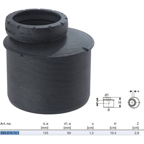 Riduzione Geberit Silent-Pro eccentrica ø125x90 mm 393.674.14.1