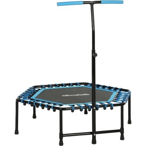 45" Rebounder Trampoline for Adults, Quiet Bungee Rebounder with LED Lights and Adjustable Handle, Blue