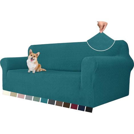 AMXCNOY Housse de canapé 3 places extensible - universelle stretch élastique, Vert Foncé