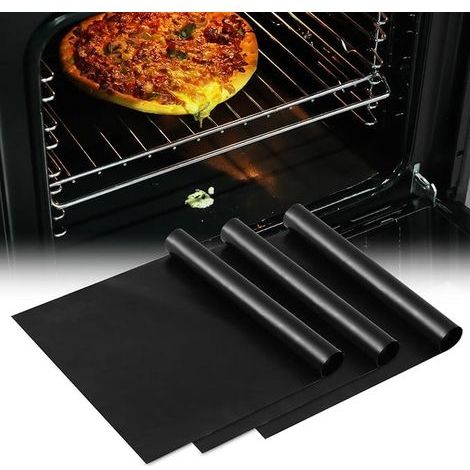 Mat Universal 32.5 x 50 cm Non Stick Bottom for Home Kitchen Accessories Suitable Ovens and Cookers Black (1/5)