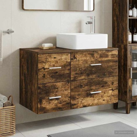 vidaXL Juego de muebles de baño 2 uds. Roble Ahumado (1/5)