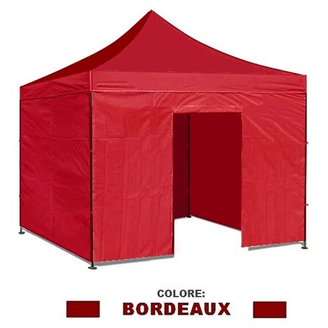 Teli laterali / Copertura per gazebo pieghevole impermeabile 3x3m Bordeaux - Mod. Loop