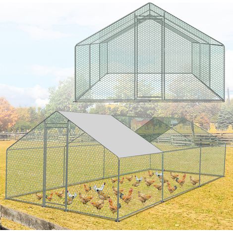 SWANEW Recinzione per pollaio 3x2 M con porta laterale e tetto a cupola 6 m²