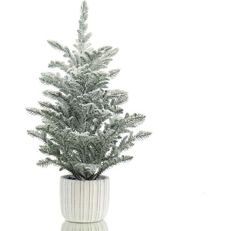 DPI – Sapin de Noël enneigé en pot blanc – Plastique et ciment, hauteur 55 cm (1/2)