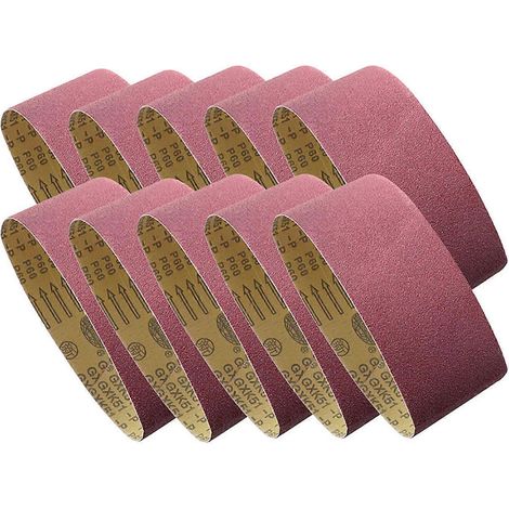 10 Stück Schleifbänder, Körnung 120, 610 x 100 mm, Aluminiumoxidpartikel, Bandschleifpapier für Holz und Metall.