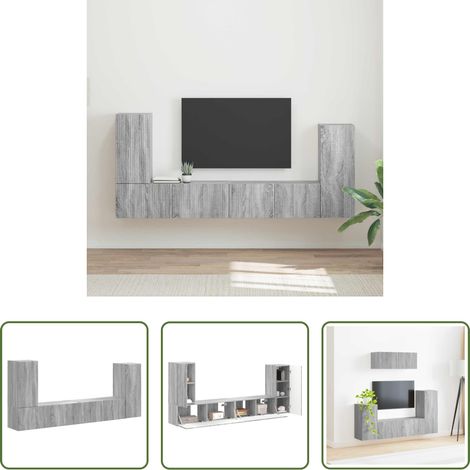 Wandregal - TV-Schrankset 4 pcs Graues Sonoma Holzwerkstoff (1/5)