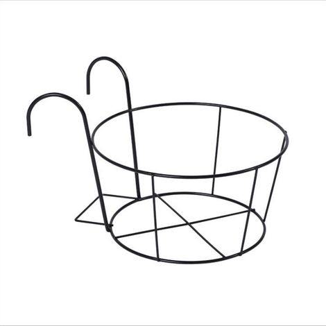 Panier à fleurs suspendu en fer forgé noir, jardinière de balcon, fixation murale (1/5)