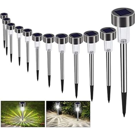 Lampe Solaire Jardin Exterieure au Sol Bawoo 12pcs Lampes Jardin Etanche Lampe Sans Fil LED Décoration Eclairage Solaire Extérieur Blanche Froide Pour Chemins Pelouse Automatique Rechargeable (1/4)