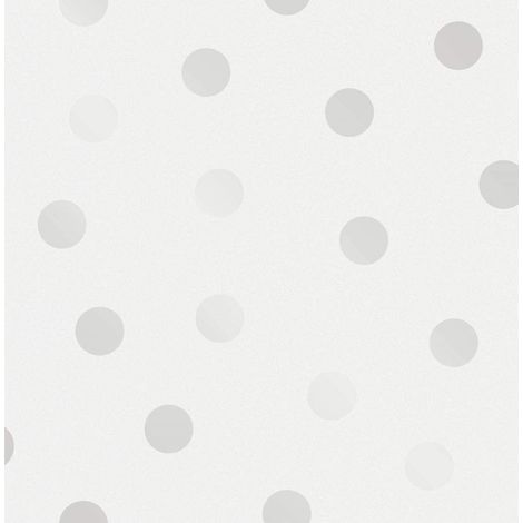 Polka Dots Wallpaper Grey Silver Metallic Shimmer Off White Children's Modern (1/4)