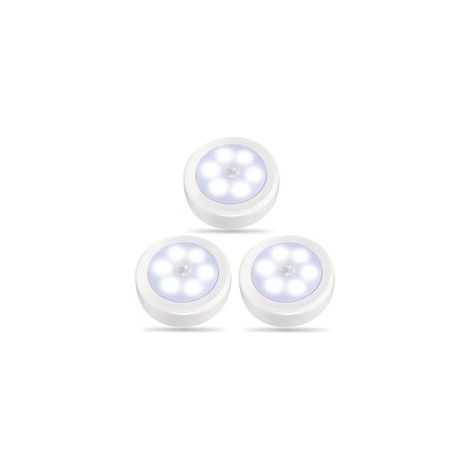 Set aus LED-Bewegungsmeldern für den Innenbereich, Schrankbeleuchtung, batteriebetriebenes Nachtlicht, kabellose Wandleuchte für Treppenhaus, Flur, Garage, Eingangsbereich (kaltweiß) - Crezuo