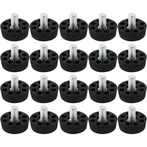 Verstellbare schwarze Gleiter für Tisch- und Stuhlbeine, 20er-Packung, geeignet für Tische und Stühle, schützen Böden, 8 Löcher, M8 x 20 mm Gewinde. (1/4)