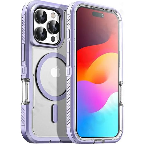Étui pour iPhone 16 Plus (violet), compatible avec la recharge sans fil MagSafe, durable et antichoc.