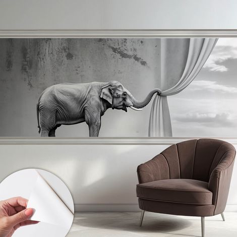 Tapete Selbstklebend - Fototapete mit Motiv - Wandtapete modern - Wanddeko Surrealistischer Elefant 250x104 cm (1/5)