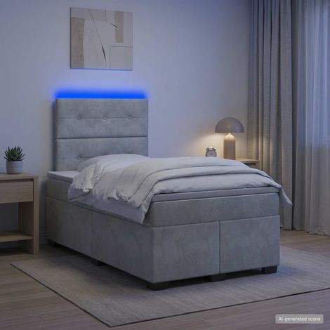 Cama box spring con colchón Gris Claro 120 x 190 cm Terciopelo (1/5)