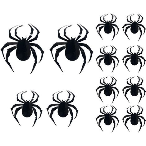 12-teiliges Set Wandaufkleber mit Spinnenmotiv, gruselige Halloween-Dekoration, dreidimensionale DIY-Party-Dekorationsaufkleber (1/5)