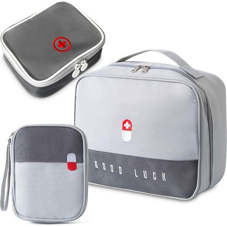 Lot de 3 trousses médicales de voyage vides, étanches, grises