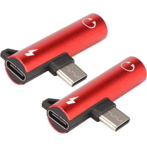 USB-C-auf-3,5-mm-Audioadapter (2er-Pack) – 2-in-1 – Audio-Ladefunktion – ABS-Gehäuse – Rot (1/5)