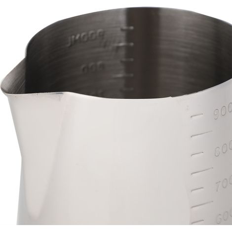 Tasse à mesurer en acier inoxydable, pichet à café, pot à lait, pichet à expresso et latte (1000 ml) (1/5)