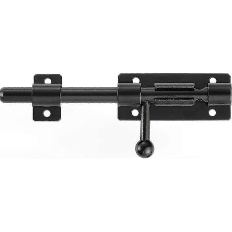 Loquet coulissant en acier inoxydable noir mat avec trou pour cadenas, longueur 8 pouces (1/5)