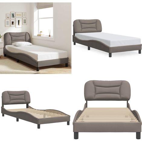 Cadre de lit sans matelas taupe 80x200 cm tissu - Lit Plateforme - Lit Double - Cadre Lit - Literie - Meuble Chambre - Home & Living (1/5)