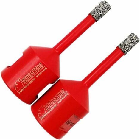 Diamond Drill Bits 2 Pieces 6mm Drill Bits with M14 Thread for Dry Drilling Porcelain Tile Granite Marble (1/4)